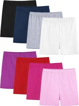 8 Pack Girls Shorts Bike Shorts Toddler Biker Cartwheel Multi-Color Dance Under Dress Girls Clothes