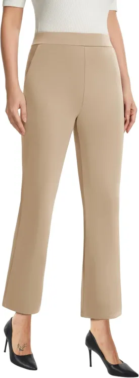 AFITNE Women's Yoga Dress Pants with Pockets High Waisted Pull On Straight Leg Cropped Pants Stretchy Work Ankle Pants
