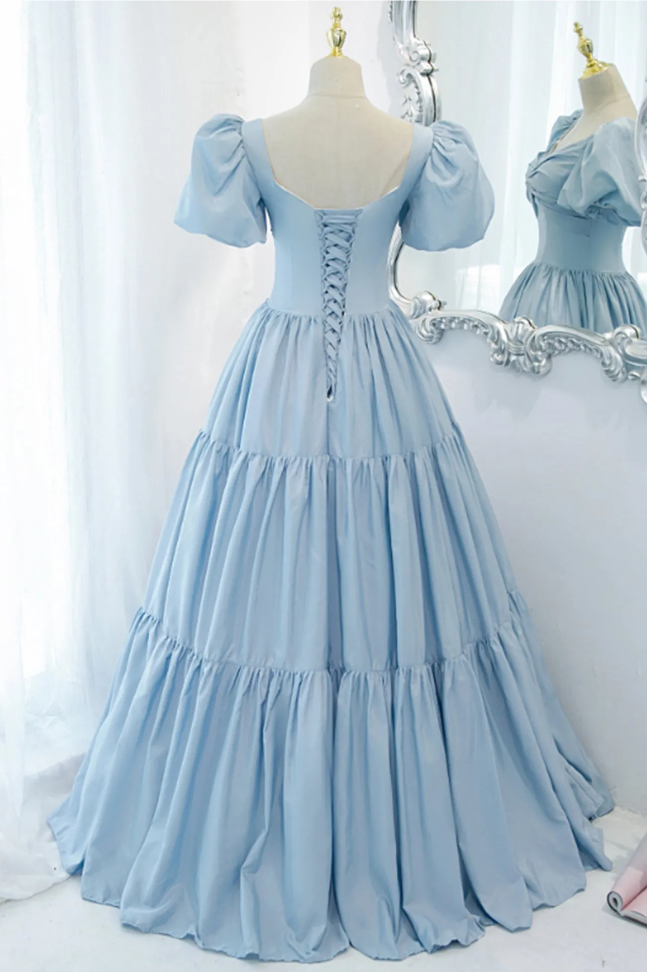 Blue A-Line Long Prom Dress Blue Formal Evening Dress