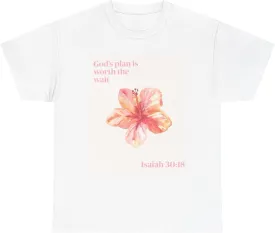 Christian Bible Verse Isaiah 30:18 Unisex T-Shirt, Religious Graphic Tee, Inspirational Quote Top, Black White Scripture