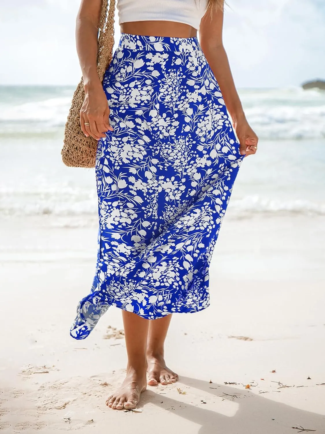 CUPSHE Skirts Floral Maxi Skirt High Waist Coverup Casual Beach Summer Vacation