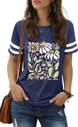 Dandelion Shirt for Women Funny Vintage Boho Flower Graphic Shirt Casual Wildflower Botanical Summer Tee Tops