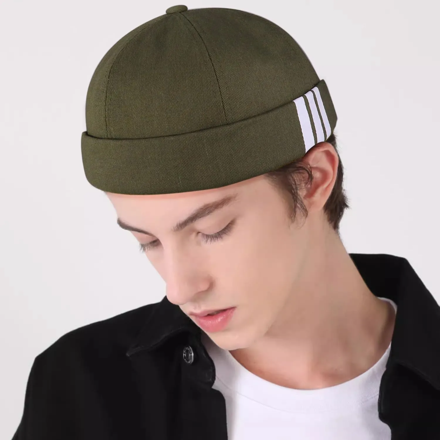 Dome Brimless Hats for Women Men Beanie Docker Cap Sailor Skull Cap