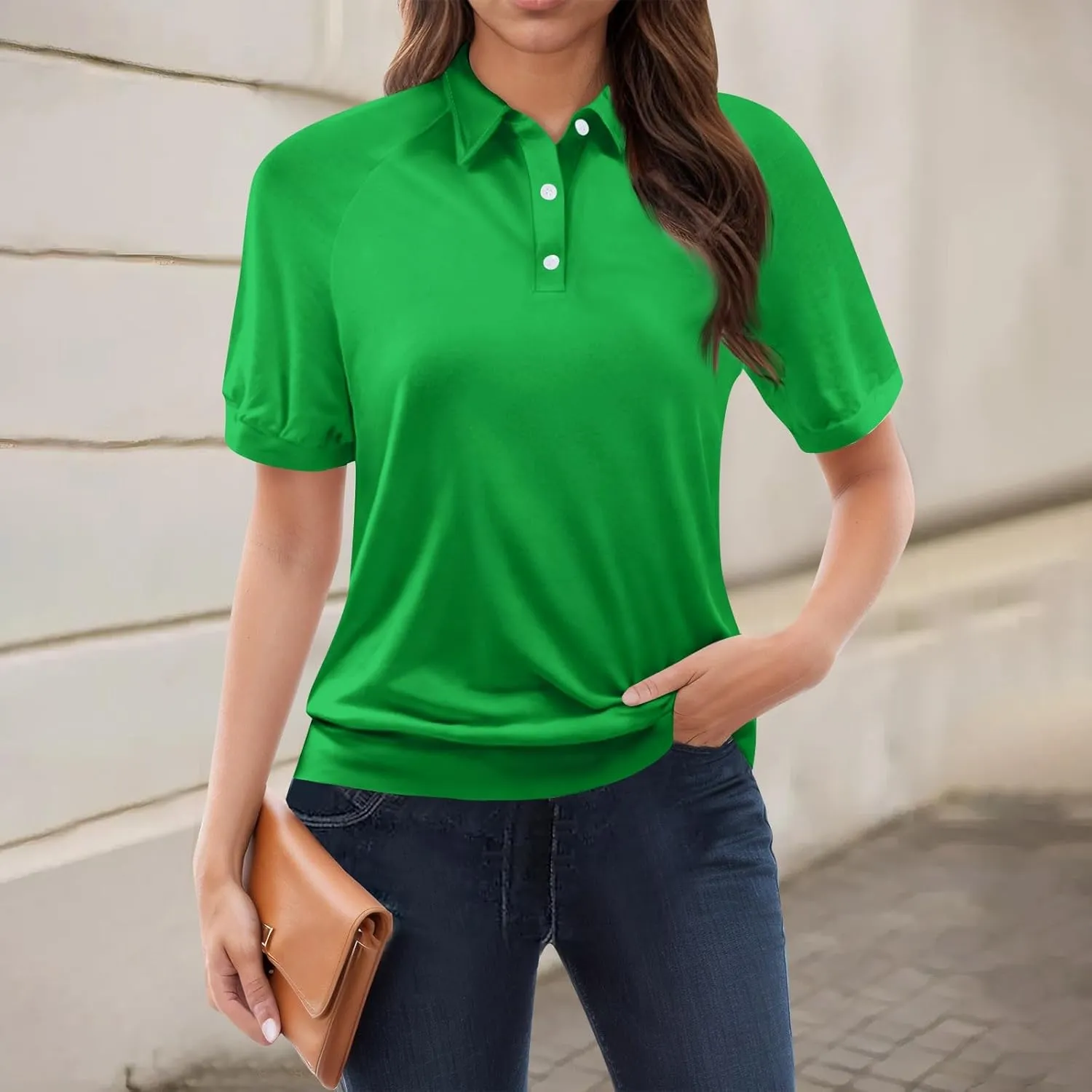 Golf Polo Shirts for Women 2025 Summer Short Sleeve Button Down Blouse Plus Size Dressy Casual Work Tops