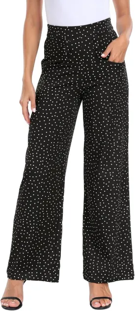 HDE Super High Waisted Wide Leg Pants Tailored Office Work Trousers with Pockets