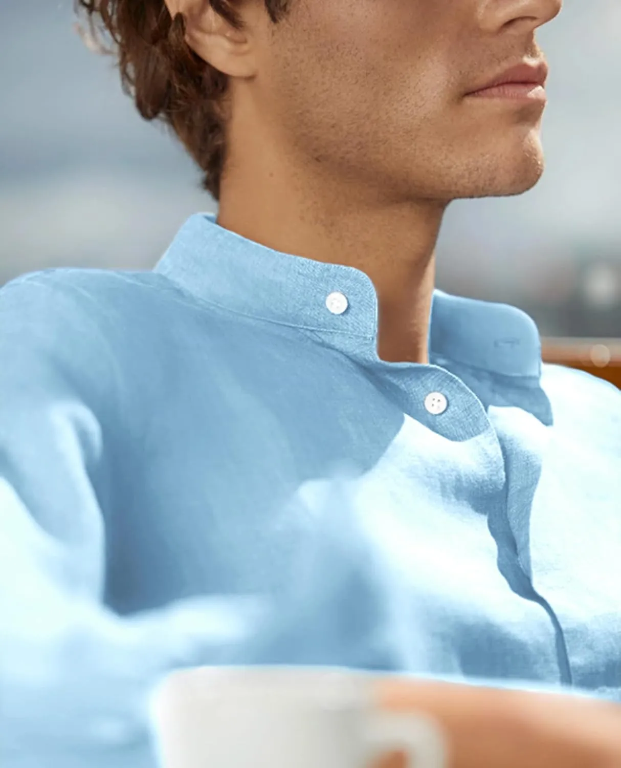 Mens Dress Shirts Wrinkle Free Dress Shirts for Men Long Sleeve Button Down Shirts Banded Collar Shirts