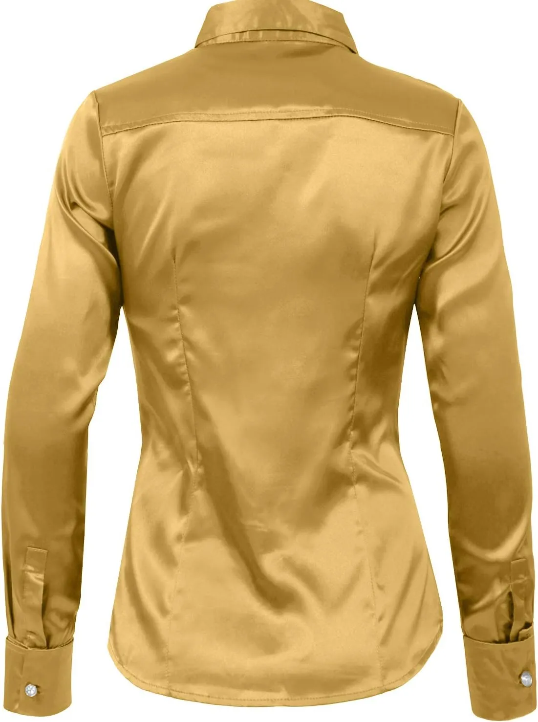NE PEOPLE Womens Light Weight Long Cuff Sleeve Button Down Satin Shirt (S-3XL)