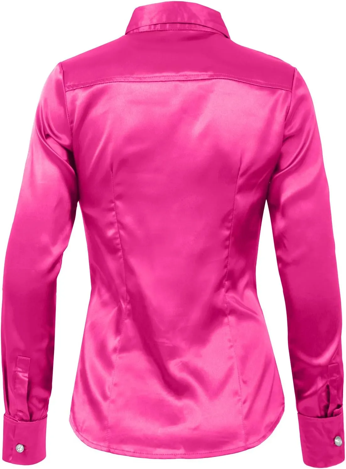 NE PEOPLE Womens Light Weight Long Cuff Sleeve Button Down Satin Shirt (S-3XL)