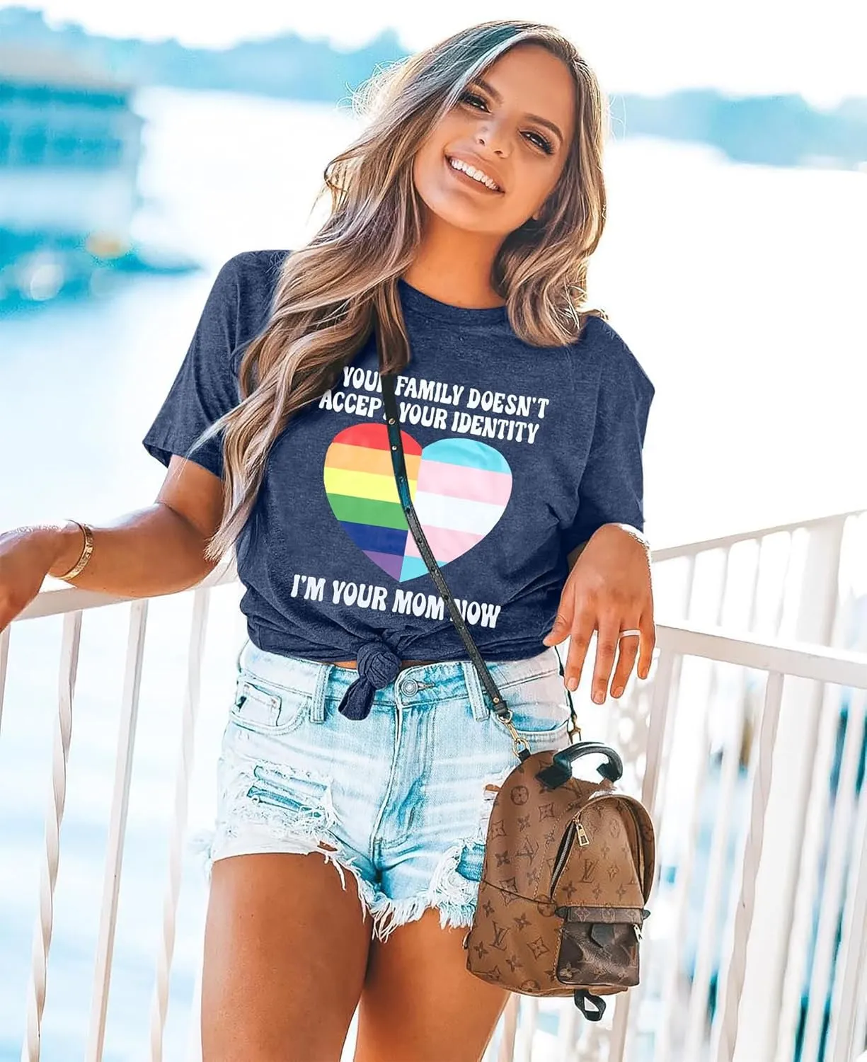 Pride Mom Shirts Women Rainbow Flag T Shirt LGBTQ Pride Shirt Ally Top LGBT Equality Shirt Rainbow Heart Graphic Casual Tee