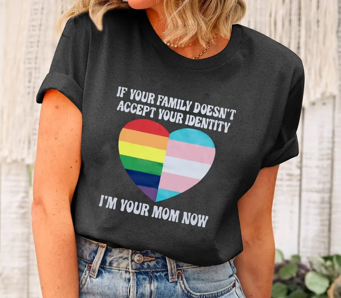 Pride Mom Shirts Women Rainbow Flag T Shirt LGBTQ Pride Shirt Ally Top LGBT Equality Shirt Rainbow Heart Graphic Casual Tee