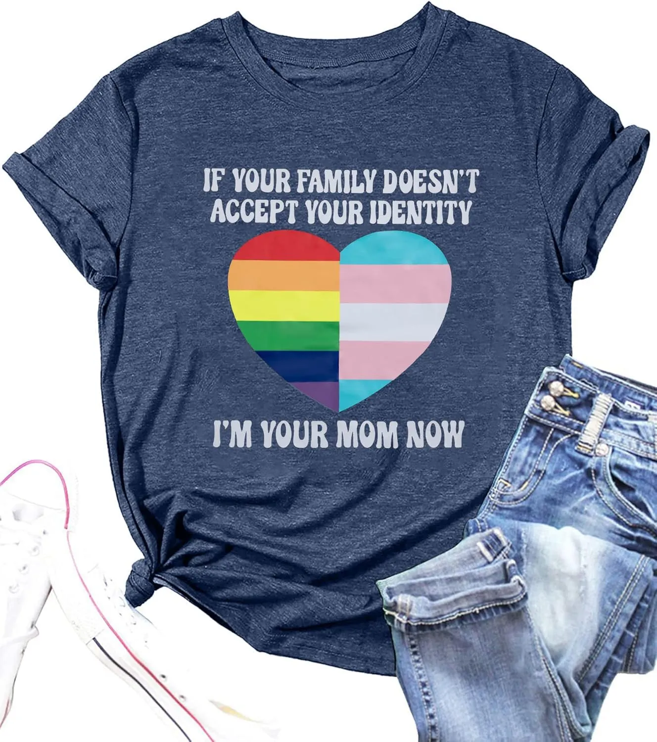 Pride Mom Shirts Women Rainbow Flag T Shirt LGBTQ Pride Shirt Ally Top LGBT Equality Shirt Rainbow Heart Graphic Casual Tee