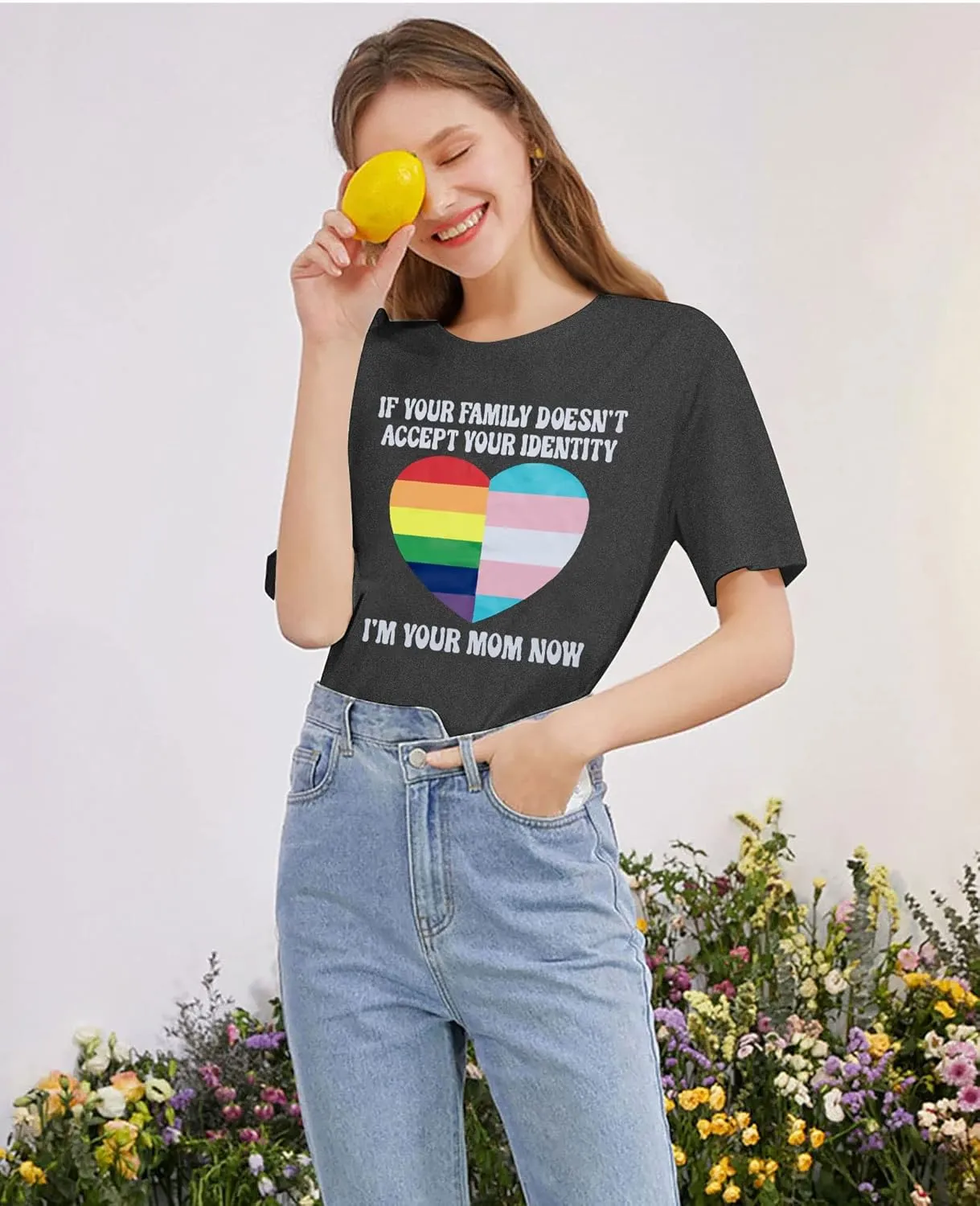 Pride Mom Shirts Women Rainbow Flag T Shirt LGBTQ Pride Shirt Ally Top LGBT Equality Shirt Rainbow Heart Graphic Casual Tee