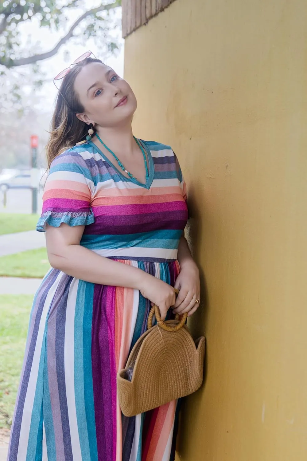 RITERA Plus Size Dresses for Curvy Women Summer Spring Womens Dress V Neck Short Sleeve Casual Dress with Pockets XL-5XL