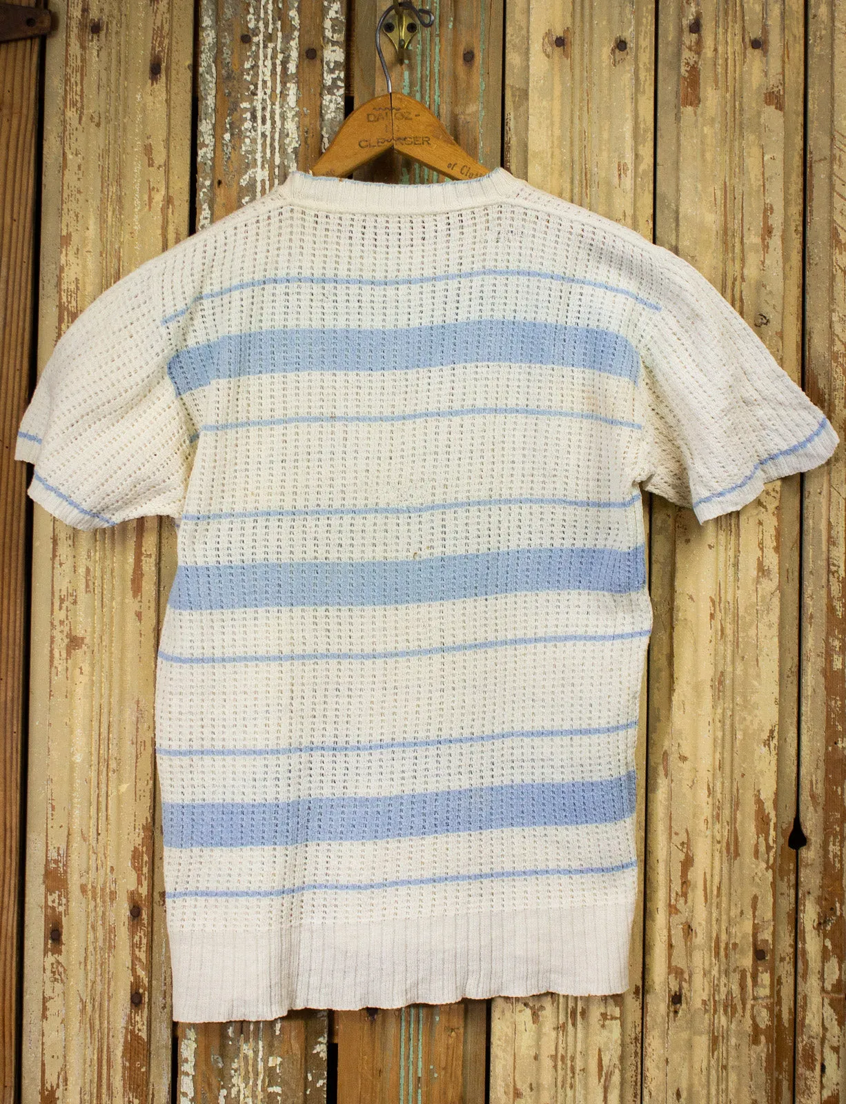 Vintage Blue and White Striped Knit Top 60s Small