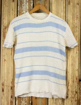 Vintage Blue and White Striped Knit Top 60s Small