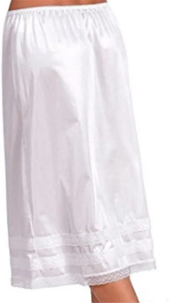 Womens Half Slip Lace Long Underskirt Side Slit Extenders Skirt Elastic Waist Lace Trim Midi Half Slips Under Dress