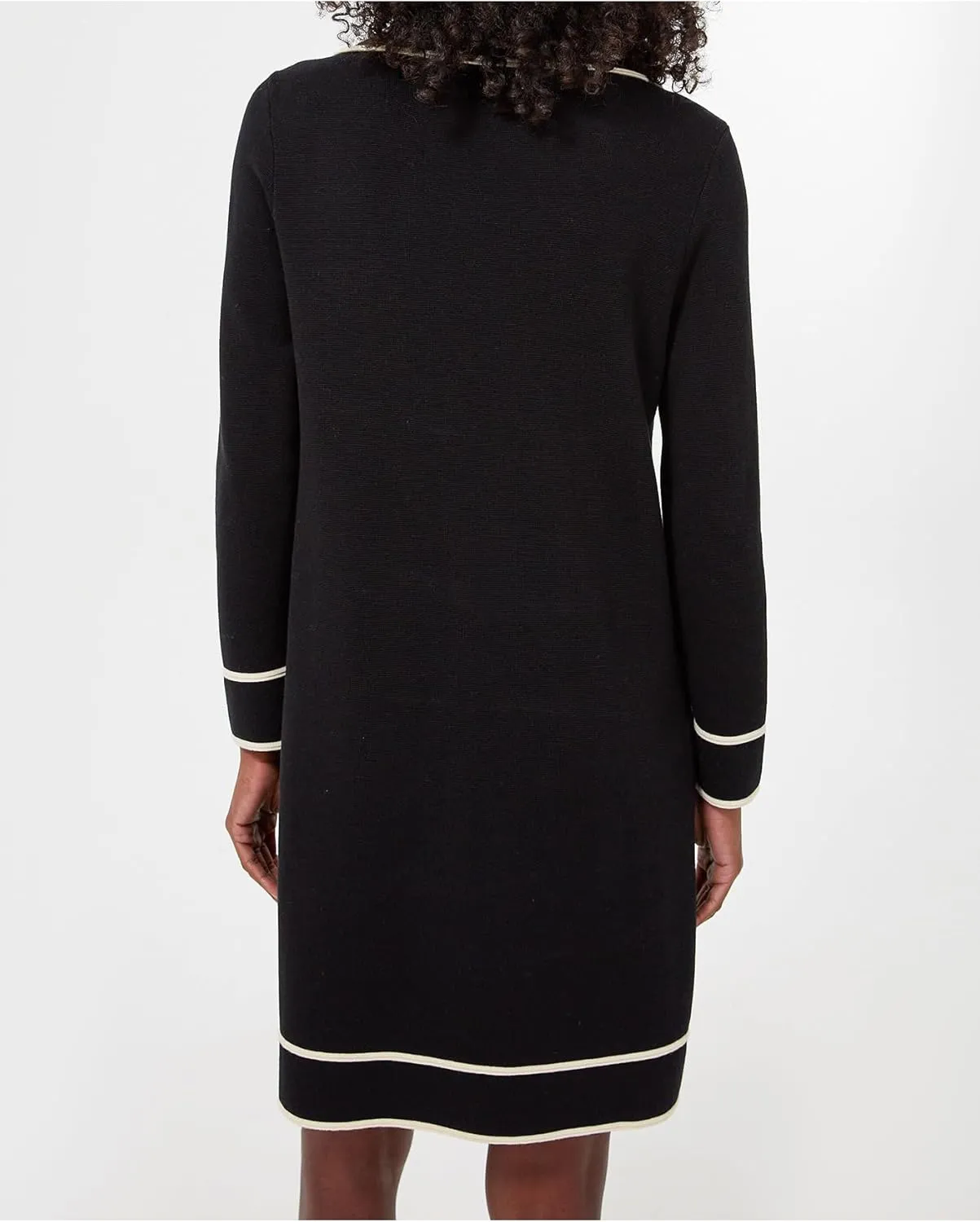 Women's Knitted Sweater Dresses Contrast Collared Fall Sweater Shift Dress Casual Party Mini Shirt Dress with Pockets