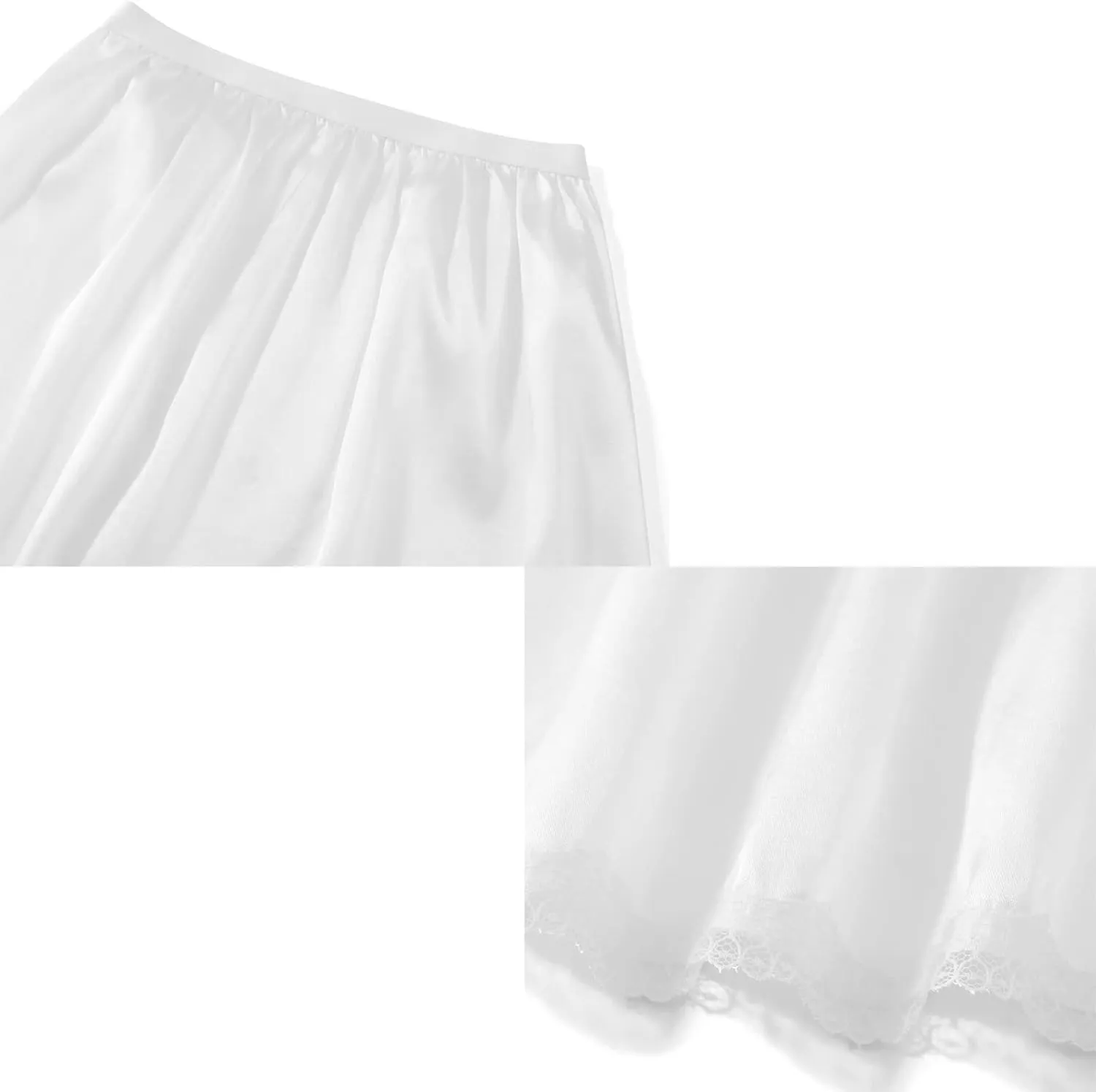 Women's Satin Half Slip Petticoat Lace Hem Underskirt Elastic Waist Half Slips for Under Dresses Extender Underskirt